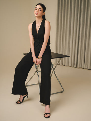 Elegant black wool vest for office, casual, or formal wear